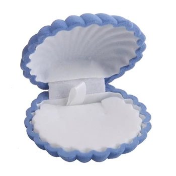 

Shell Shape Velvet Pendant Necklace Jewellery Display Storage Case Xmas Gift Box (Blue)