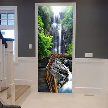 3D наклейка на дверь s водопад деревянный плакат Настенная Наклейка на дверь художественная дверь в спальню водонепроницаемая ПВХ наклейка Обои DIY домашний декор
