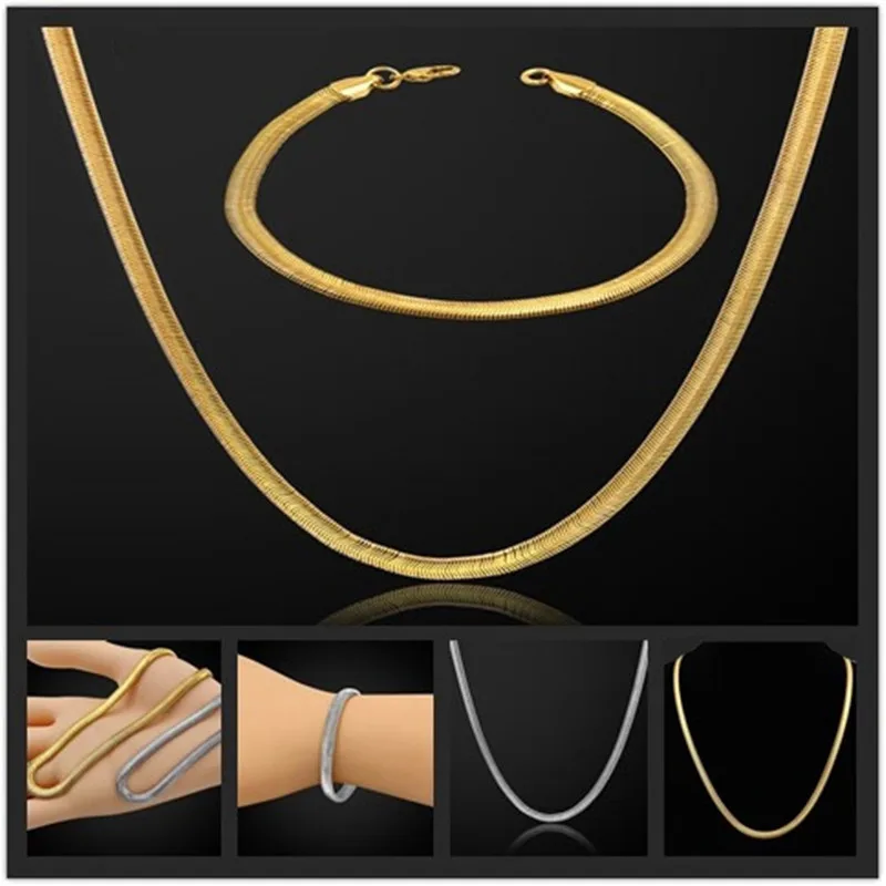 Цепочка со змеиным плетением и браслет 5 мм|colorful jewelry sets|jewelry sets for womennecklace and bracelet set