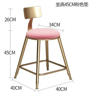 Louis модный барный стул кофе Творческий обеденный золотой простой стул спинки Высокий - Цвет: G2