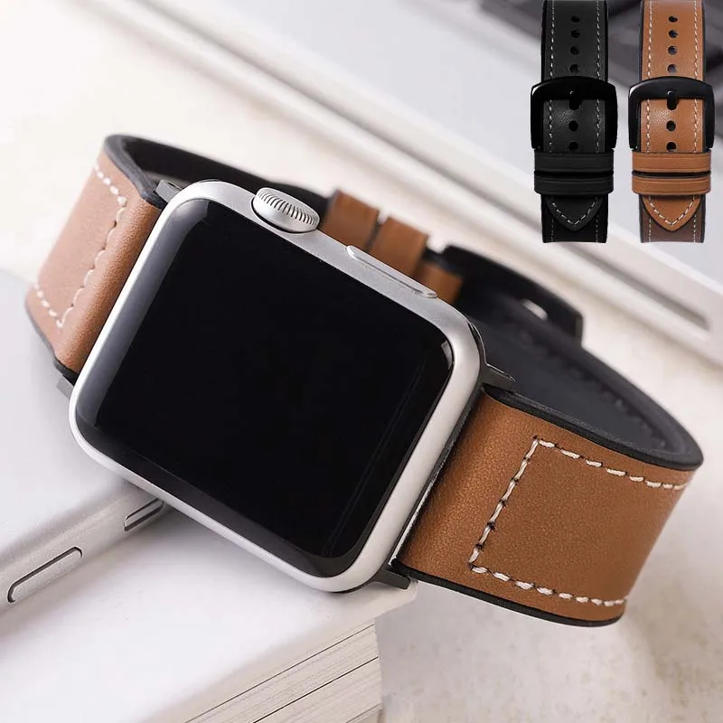 

Genuine leather loop strap for apple watch band 4 42mm 38mm correa watchband for iwatch 44mm 40mm 3/2/1 bracelet accessories
