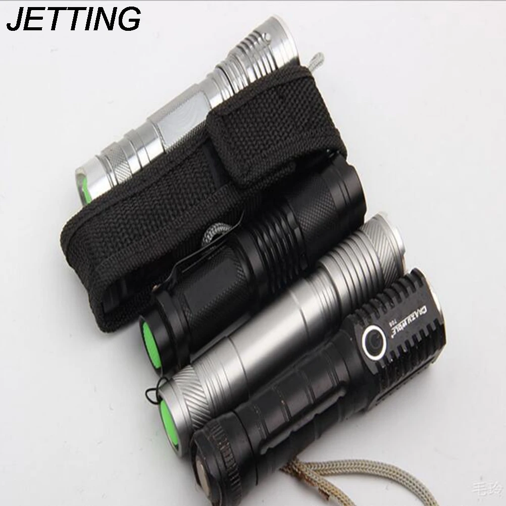 

1PCS 14cm LED Flashlight Aluminum LED Torch Zoomable Flash Light Torch Holster Holder Flashlight Torch Belt Bag