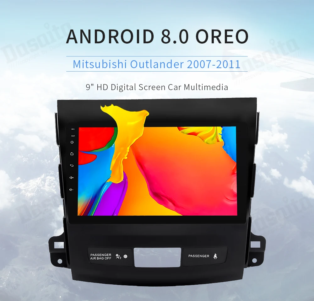 Top 9"IPS Android 8.0 Car GPS Radio Player for Mitsubishi Outlander 2007-2011 with Octa Core 4GB+32GB GPS map Navigation Multimedia 8