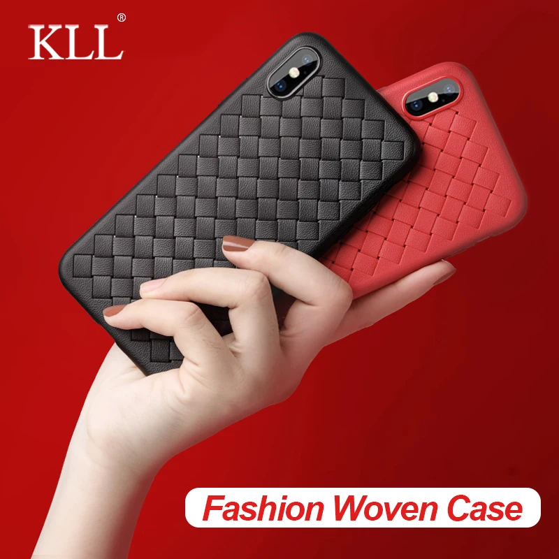 

Fashion Woven Weaving Phone Case for iPhone XS Max XR X Braided Grid Soft TPU Cover for iPhone 8 7 6 6s Plus Breathable Case