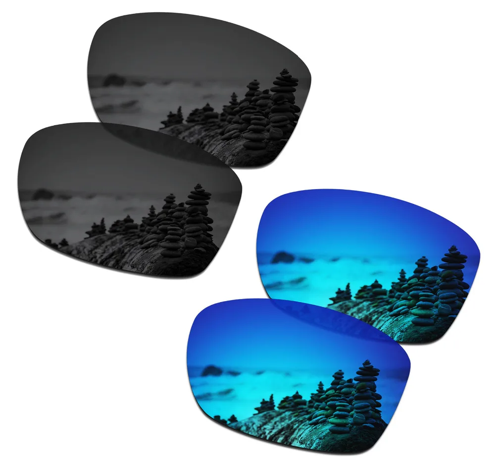 

SmartVLT 2 Pairs Polarized Sunglasses Replacement Lenses for Oakley Jupiter Squared Stealth Black and Ice Blue