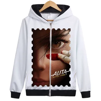 

Alita Battle Angel hoodie movie Battle Angel hoody coat Rosa Salazar Fashion outerwear hoody jacket coat with thin fleece