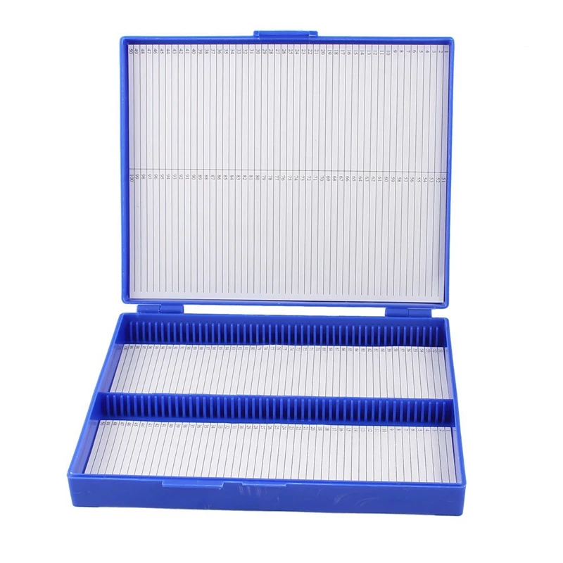

New Royal Blue Plastic Rectangle Hold 100 Microslide Slide Microscope Box