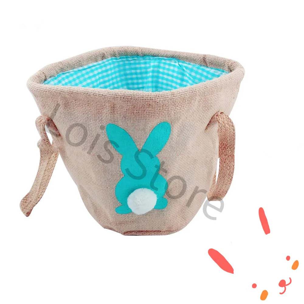 

New Styles 100pcs/lot Monogram Easter Basket Burlap Easter Tote Bag Jute Easter Bunny Tail Bucket Personalized Fast Shipping