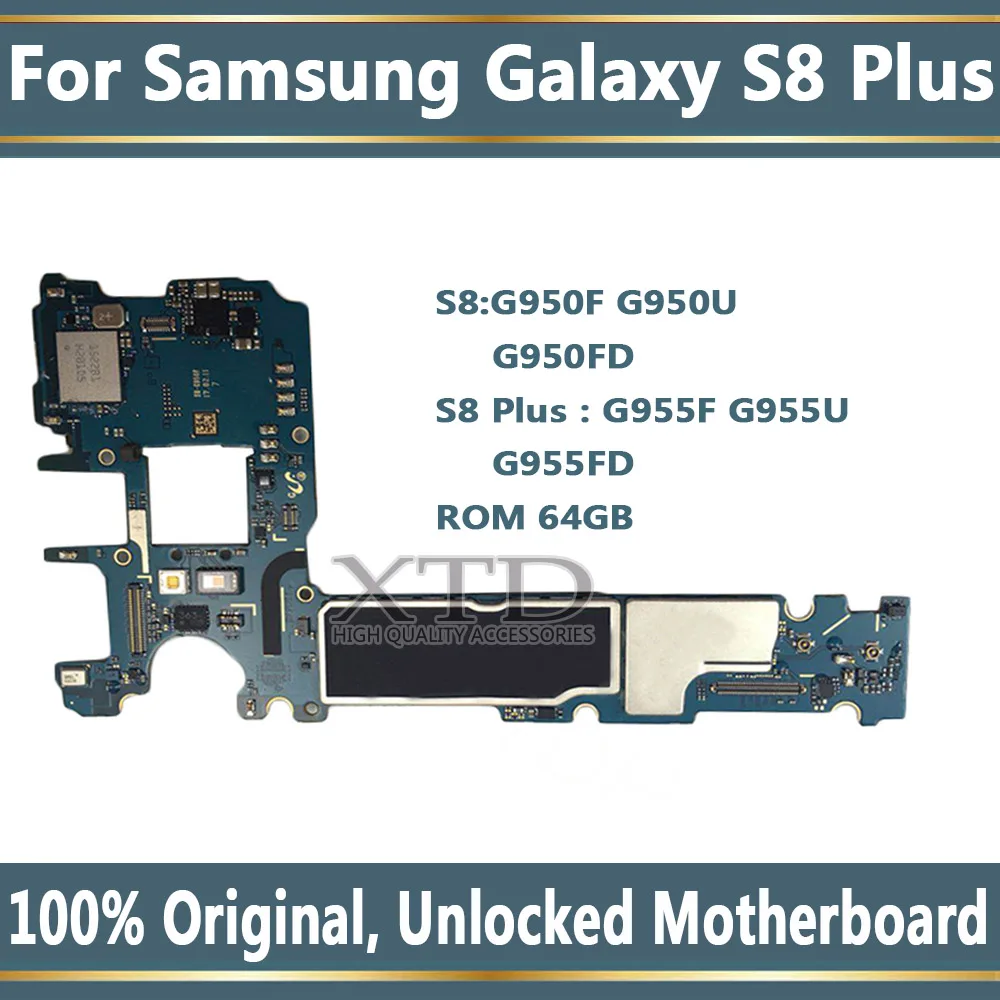 Miglior Sbloccato originale Per Samsung Galaxy S8 Più G955FD G950FD G950F G955F G955U G950U Scheda Madre, Scheda Madre 64GB Schede Logiche