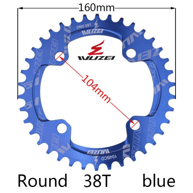 Одна узкая ширина система скорости Crown 104 Bcd 1 Rodada 38 36 34 32 T Mtb 9 10 11 S 1*11 крест кольцо - Цвет: Blue 38T Round