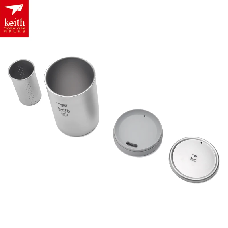 Keith 450 mL taza de titanio con infuser del té acampar al aire libre cafetera titanio colador para taza y la tetera ti3521