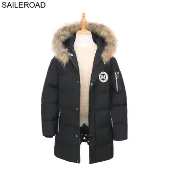 

SAILEROAD 6-13Years Winter Boys Jacket For Children Girls Clothing Hooded Outerwear Down Coats Big Boy Clothes Wear -30 Degree