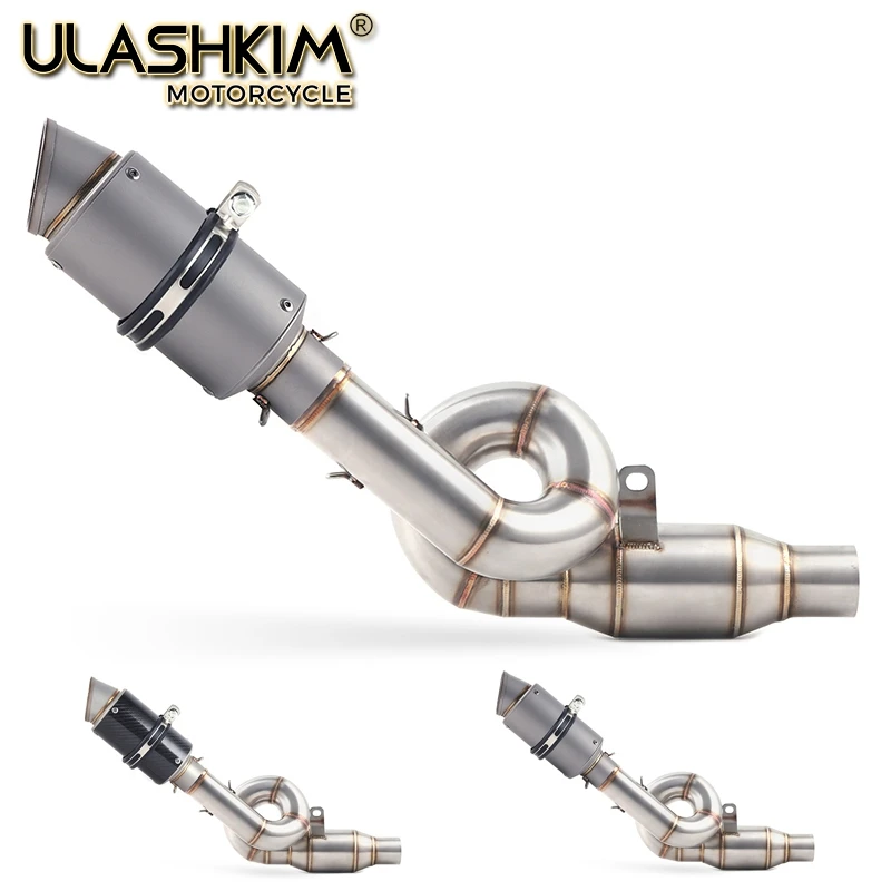 

Motorcycle Full System Exhaust Muffler Escape Middle Link Contact Pipe Slip On For Kawasaki Z800 2012-2016