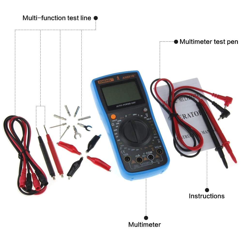 ANENG AN881B+ Digital Multimeter esr meter multimetro power meter battery tester current meter usb tester voltmeter earth