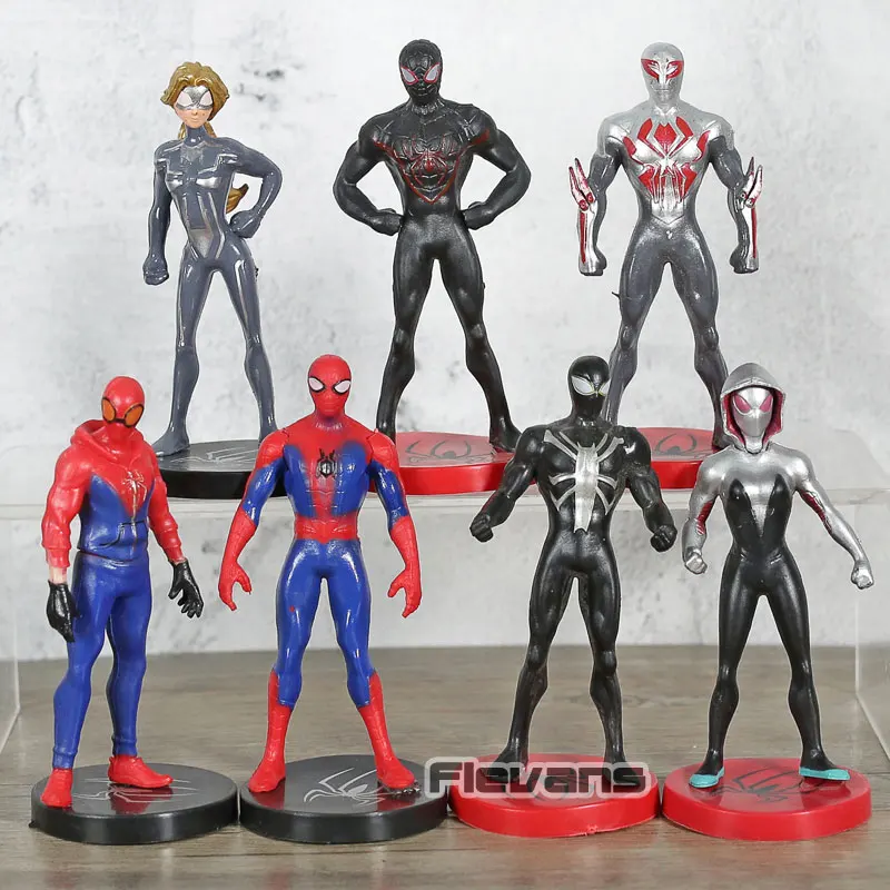 

Marvel Spider-Man Into the Spider-Verse Spiderman Miles Morales Peter Parker Gwen Stacy PVC Figures Toys for Kids Boys 7pcs/set