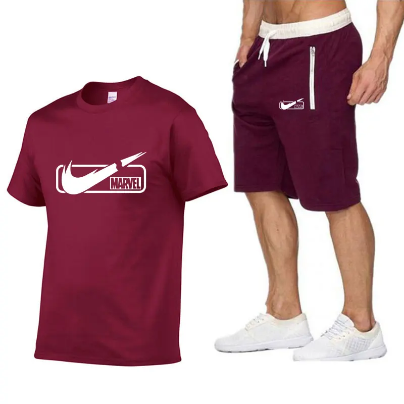 

2019 new Brand men's fashion two-piece T-shirt+shorts sets men's summer shirt T-shirt fashion T-shirt men clothing Free