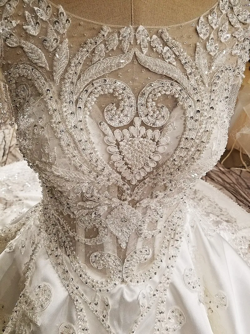 Vestido De Noiva белое высококачественное Модное бальное платье свадебное платье с жемчугом расшитое блестками Роскошная принцесса свадебное платье