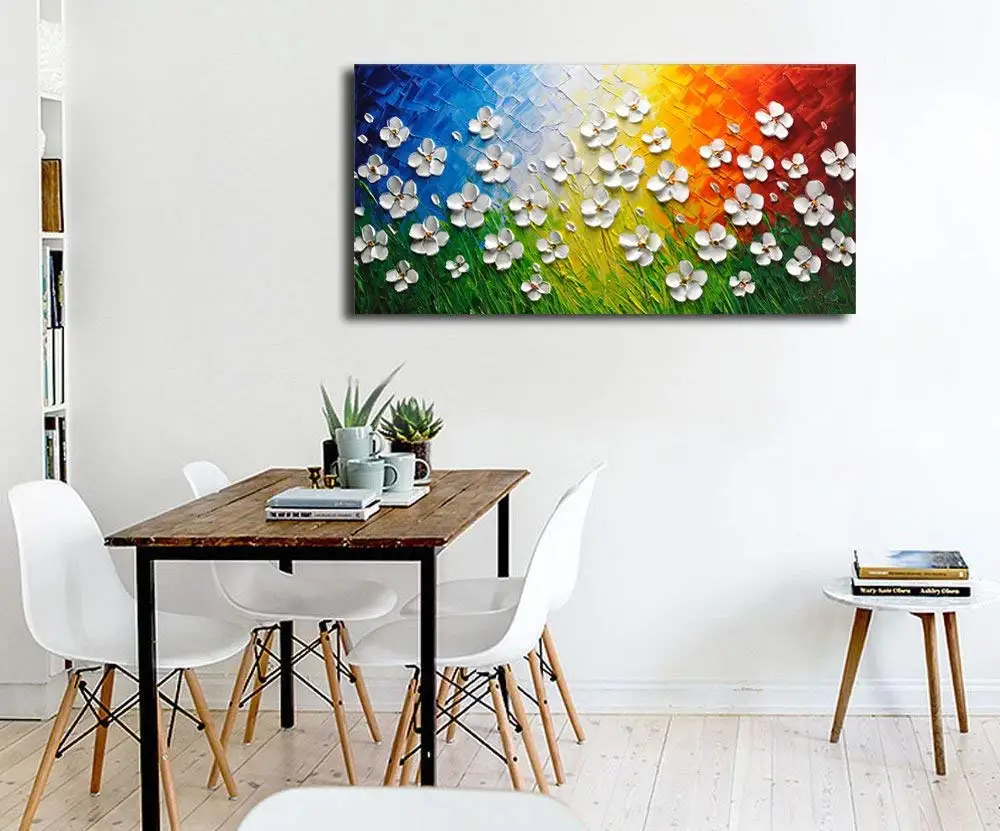 Abstract 3D Flowers Wall Art Painting Printed on Canvas