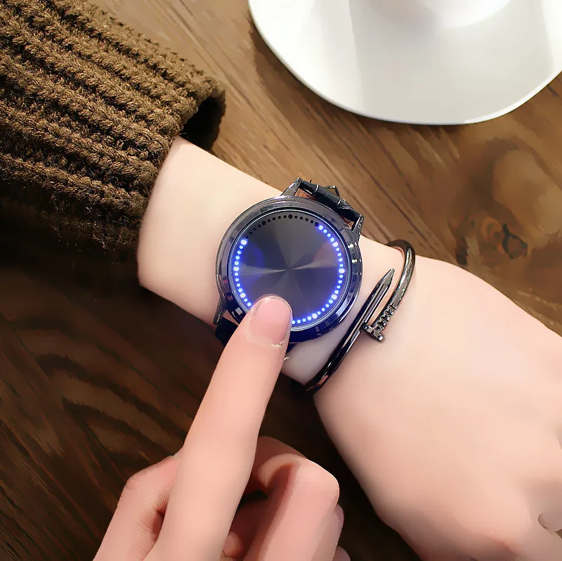 

2018 Men Watch Creative Minimalist Leather Waterproof Touch Screen LED Watch Men & Women Lovers Watch Smart Electronics Watches
