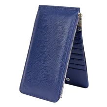 Brand Quality Women Card Wallet Genuine Leather Long Purse Double Side Wallet 20pcs Credit Cards Holder ZIP Female Clutch Wallet