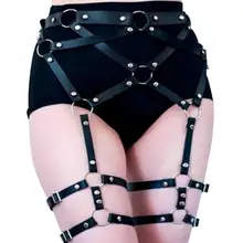 Кожаные подтяжки Женская Подвязка из искусственной кожи с круглым упряжь для тела, ремни, сексуальные товары для ночного клуба, женские подвязки в стиле панк