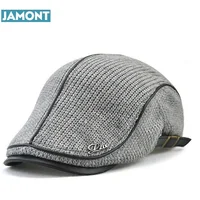 JAMONT High Quality English Style Winter Woolen Elderly Men Cap Thick Warm Beret Hat Classic Design Vintage Visor Cap Snapback 1