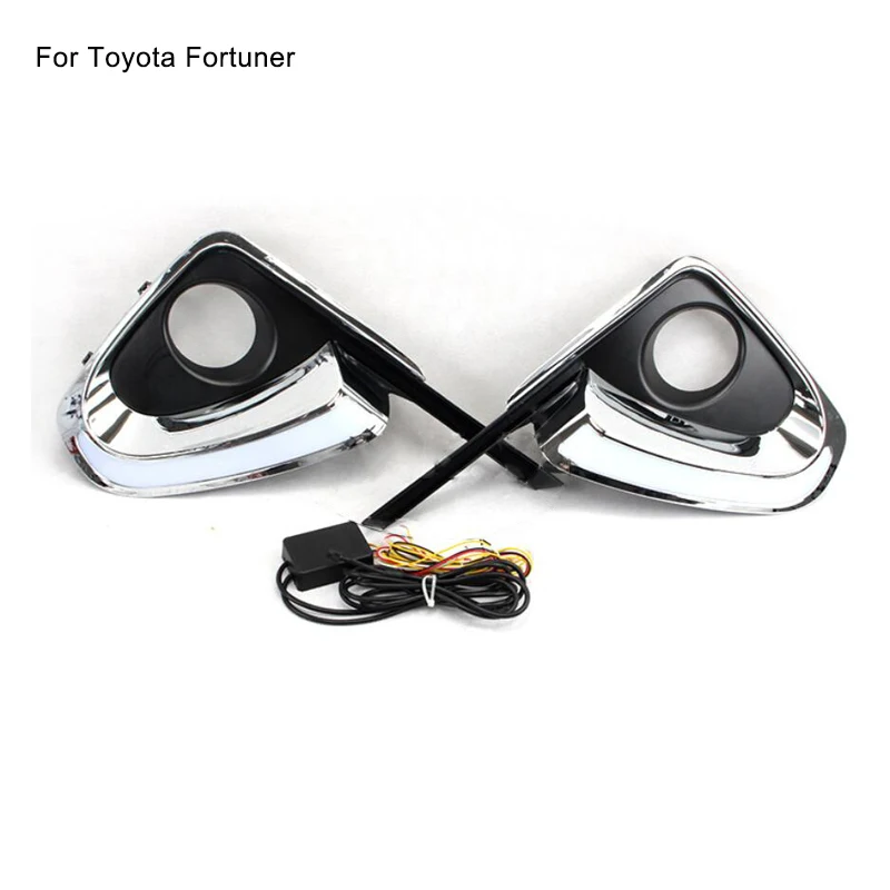 

Car LED Daytime Running Light Fog lamp Cover Assembly Kit For Toyota Fortuner 2016 2017 2018 2019 Turn Signal Light