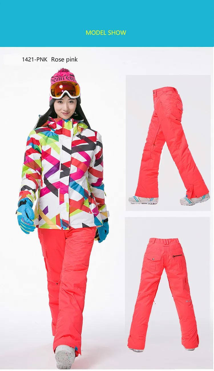 GSOU зимние Брендовые женские лыжные водонепроницаемые штаны сноуборд брюки зимние уличные лыжные Сноубординг спортивные брюки женская зимняя одежда
