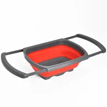 Plegable Sobre el Fregadero Colador Con Mango de Silicona Plegable Colador de Cocina Rojo y Verde Opción 6-cuartos de Capacidad