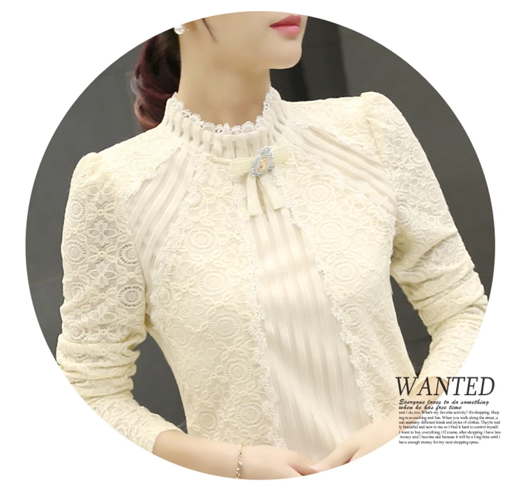 2021 Autumn Winter Fashion Lace Blouse Long Sleeve Slim Floral Lace Shirt Womens Tops and blouses Elegant Plus Size Tops 801G 25