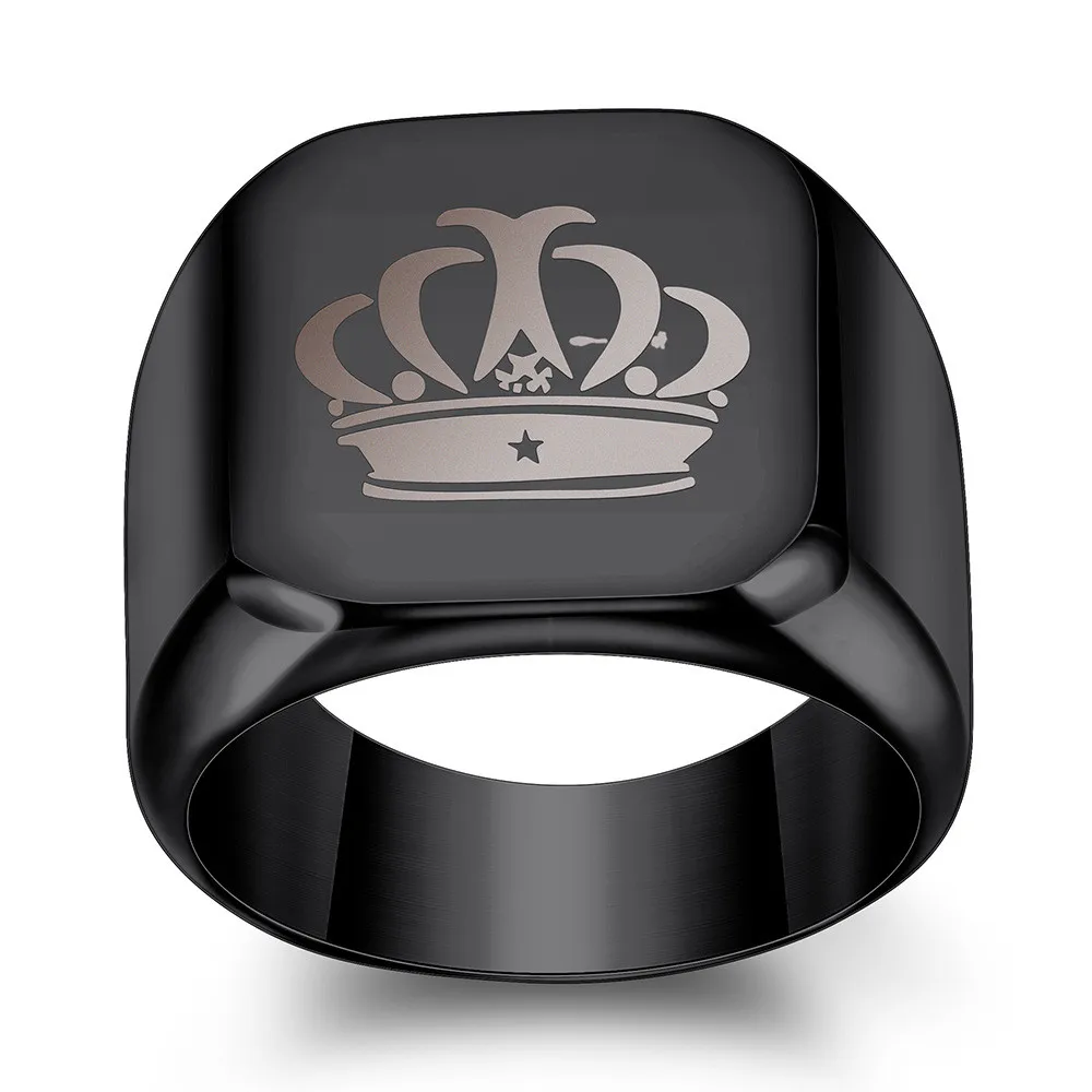 buy Fashion Stainless Steel Rings Black Crown Her King Men Square Punk Ring Jewelry Anniversary Valentine #039;s Day Gifts