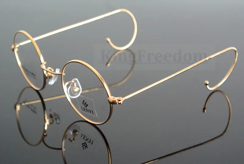 42mm Vintage Round Gold Wire Rim Eyeglass Frame Spectacles Glasses Rx able 727