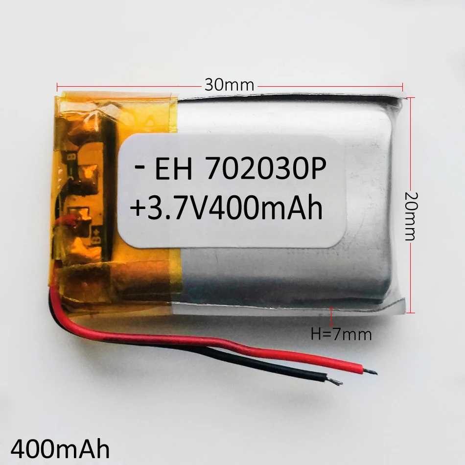 Оптовая продажа 10 шт. 3 7 В 400 мАч 702030 LiPo литиевая полимерная аккумуляторная