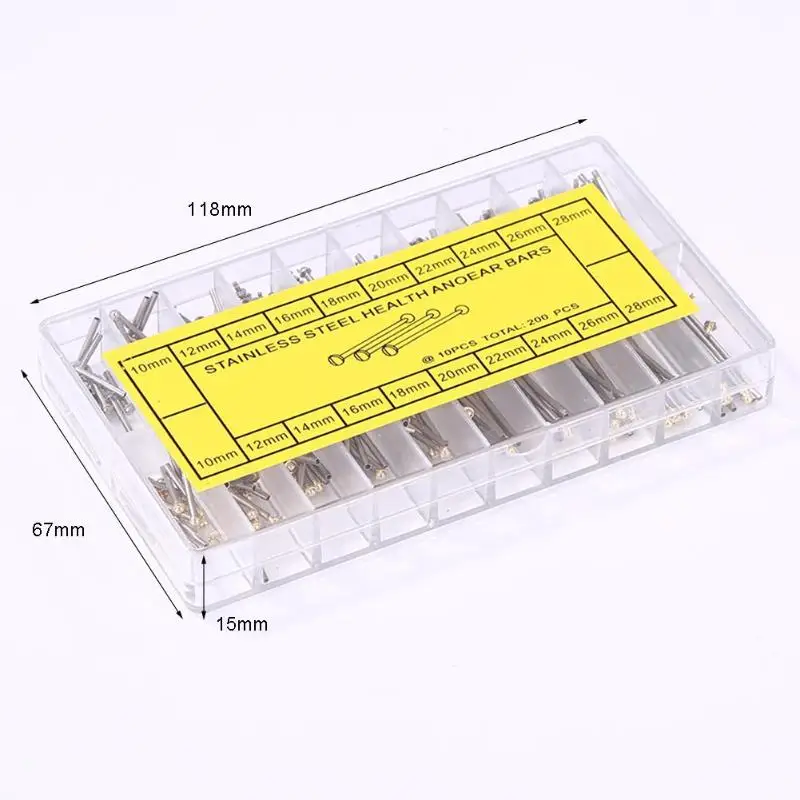 200 шт. необработанные ушные стержни для ремонта часов, инструменты часовщика, ремешок для часов с фиксированной осью, пружинный стержень, пружинный ремешок, шпильки