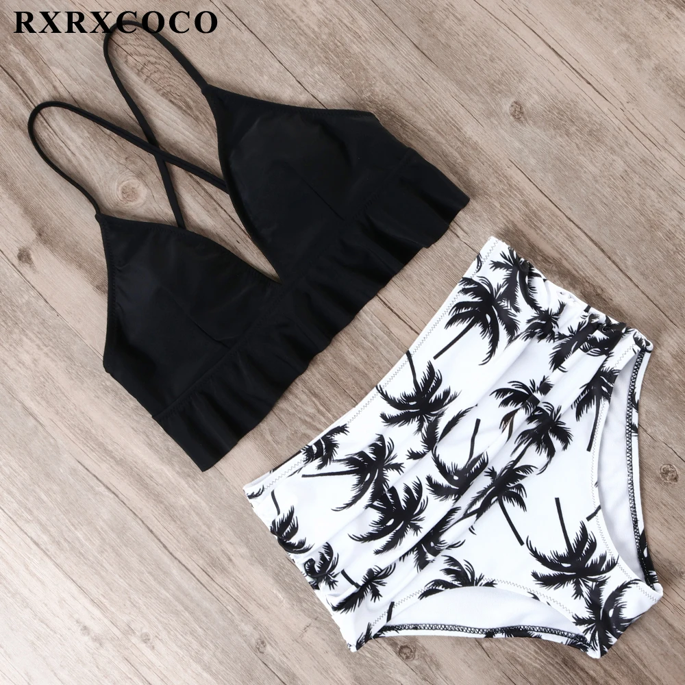 

RXRXCOCO 2019 New Arrival Bikini Push Up Swimwear Women Printed High Waist Bikinis Beachwear 2019 Sexy Bandage Bathing Suits