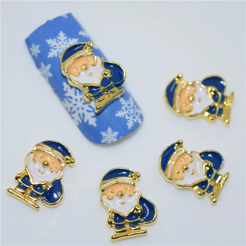 

10psc New Blue Santa Claus 3D Nail Art Decorations,Alloy Nail Charms,Nails Rhinestones Nail Supplies #277