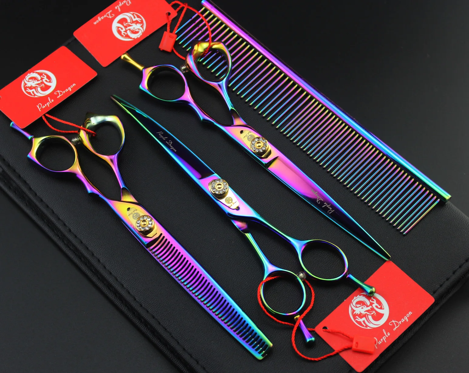 7Inch 3Pcs/Set JP440C Professional Pet Grooming Scissors Kit Colorful Shears Bigcolorful shears