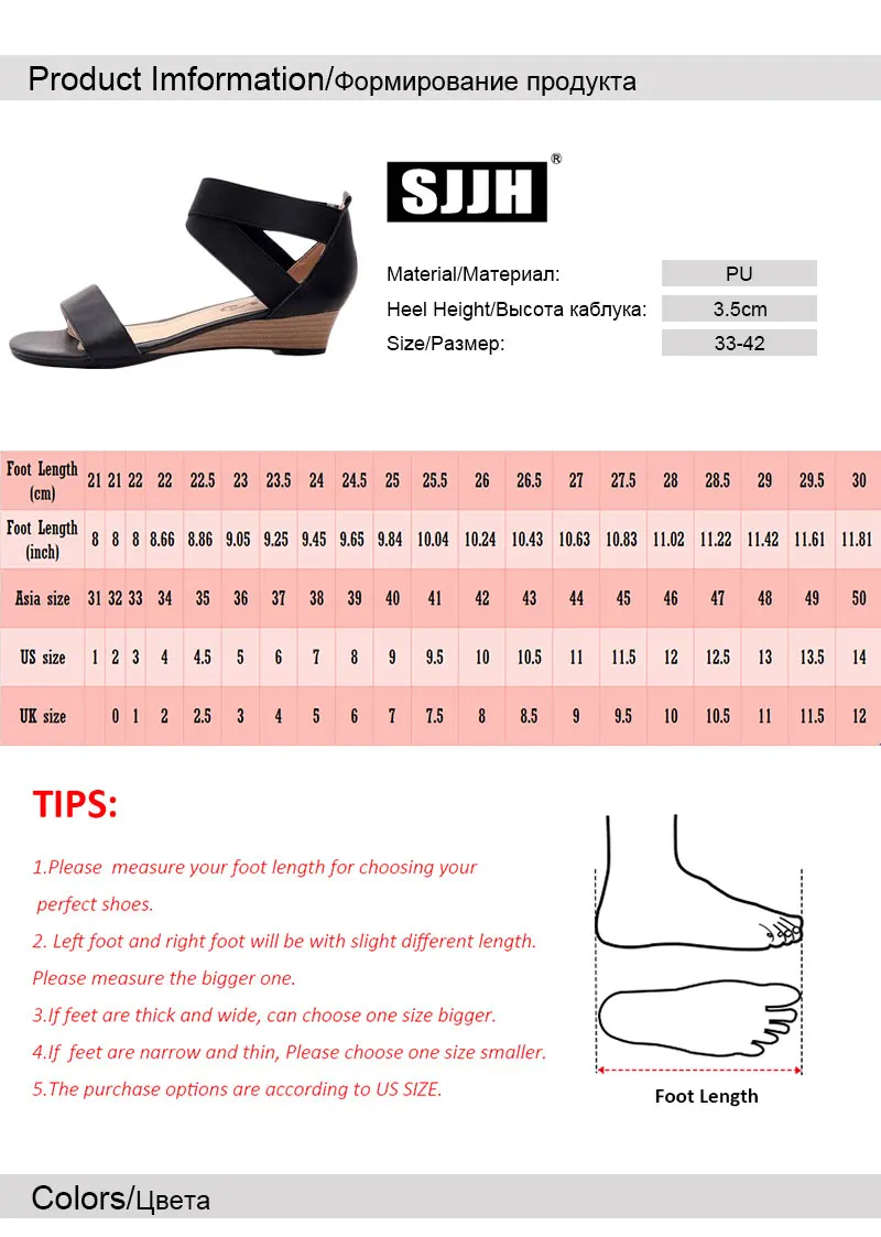 SJJH женщина перекрестной связали римские сандалии с низкой клинья Эластичная лента комфорт обувь модные Повседневное официальная обувь большой Размеры A1363