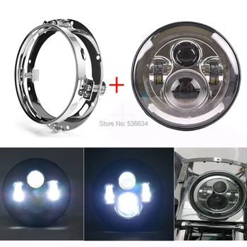 

7 Inch LED Projector Headlight Hi/Low Beam + LED Headlight Mounting Bracket Ring for Electra Glide Ultra Classic EFI