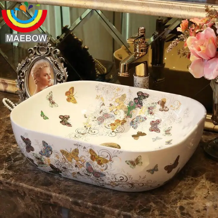 

Handmade Porcelain Artistic Ceramic Rectangular Bathroom Sink