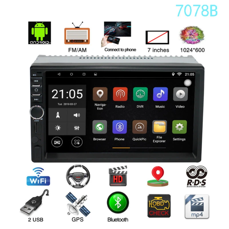 

automagnitol 2 din radio car Android 7.1 MP5 player car 7 inch Android universal machine 2din GPS WIFI /fM Bluetooth