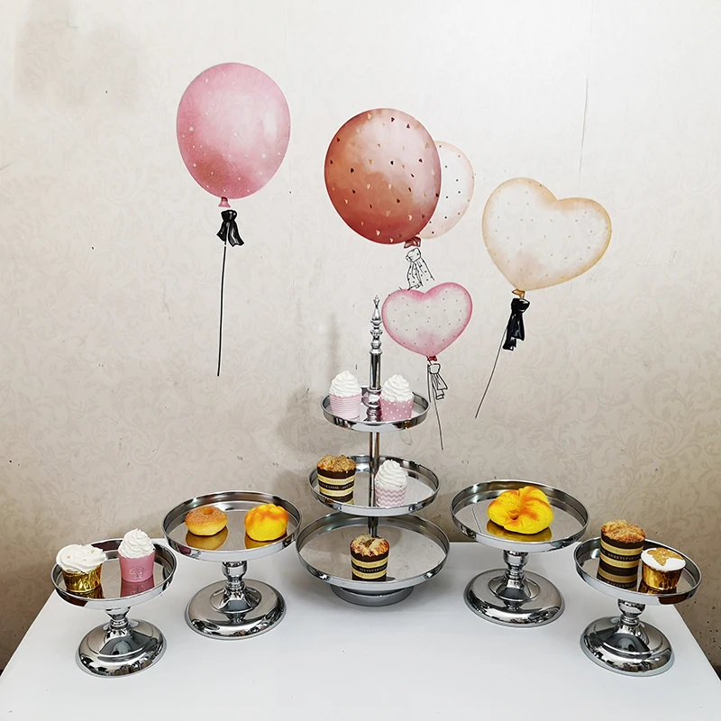 

5pcs /set silver cake stand set cupcake stand decor cake tools