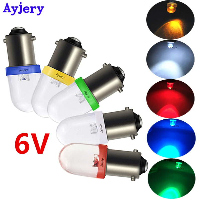 Ayjery 6 V 6,3 V DC 100 шт. BA9S 1 светодиодный F8 1 SMD T4W T11 светодиодный лампы выпуклая линза белый синий красный янтарь зеленый пинбол автомобильные лампы