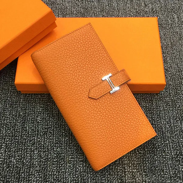 Модный кожаный кошелек, цена в долларах, роскошные кошельки, женские кошельки, дизайнерские, высокое качество, держатель для карт, известный бренд, клатч - Цвет: Оранжевый