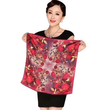 

100% Silk Scarf Women Square Scarves Neckerchief Luxury Brand Pure Silk Handkerchief Infinity Shawls Foulard Printed Head Hijab
