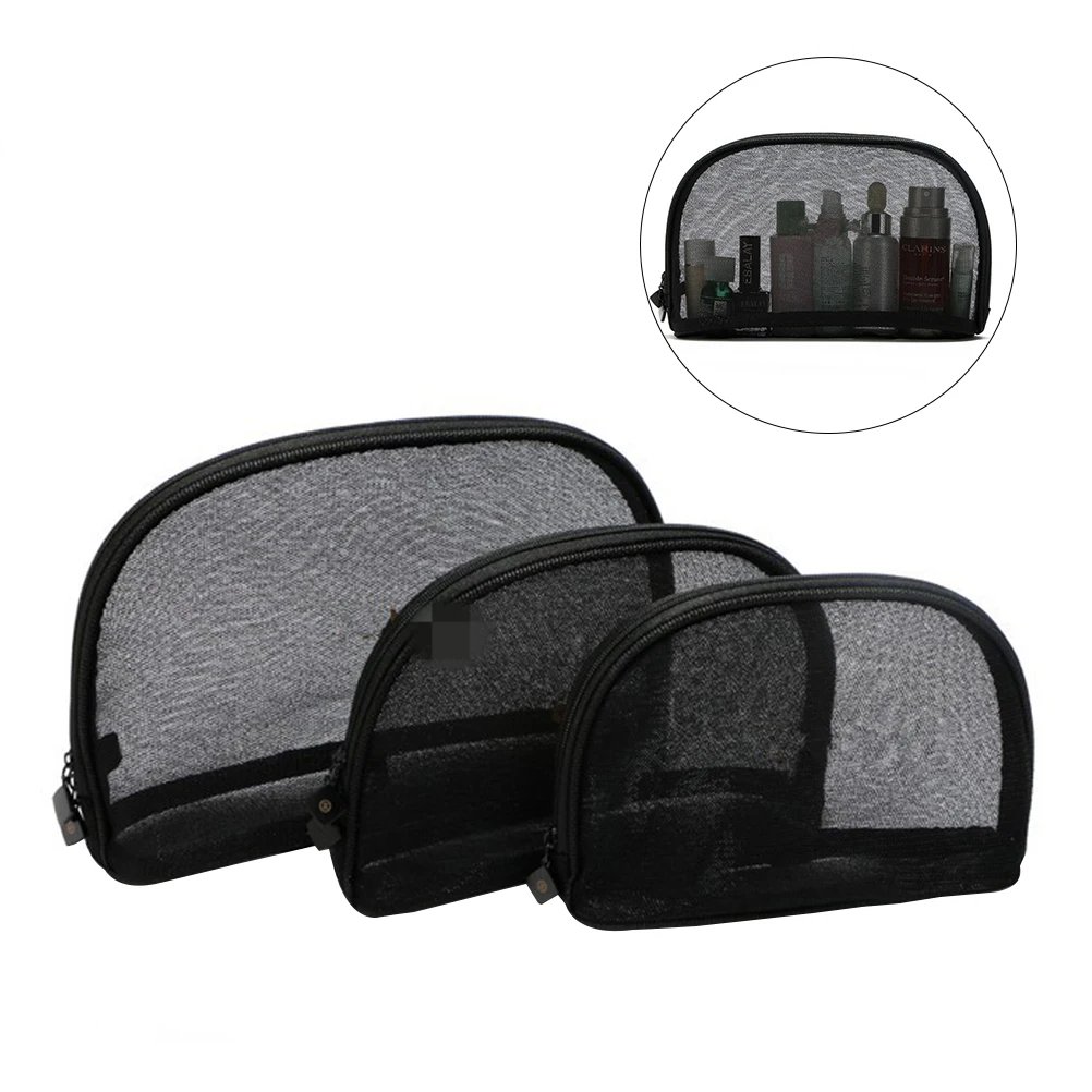 ETEREAUTY 3pcs Sundry Bag Mesh Cosmetics Makeup Bag Organizer Make Up