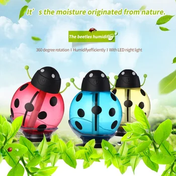 

New 2018 Lovely Beetle Shape USB Sucker Humidifier And Car Mini Decoration Night Light