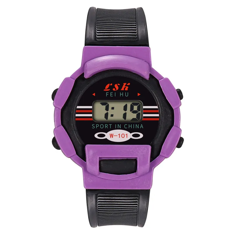Детские часы для девочек и мальчиков, аналоговый цифровой спортивный светодиодный электронный Смарт водонепроницаемые наручные часы, новая мода#4m14 - Цвет: Фиолетовый