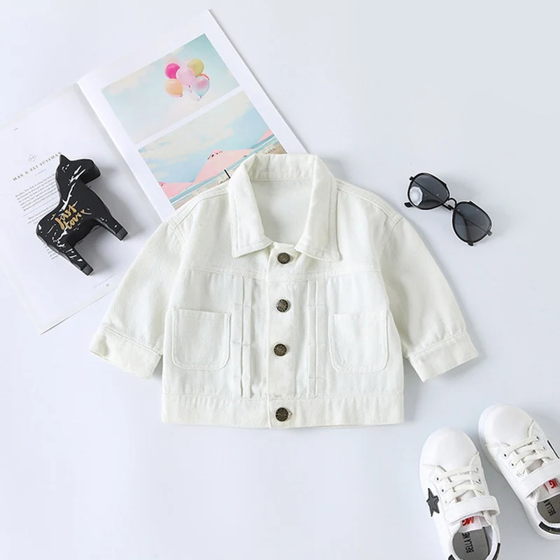 Baby Jacket Spring Long-Sleeve Kids Denim Print Dog Coat Casual Turn Down Collar