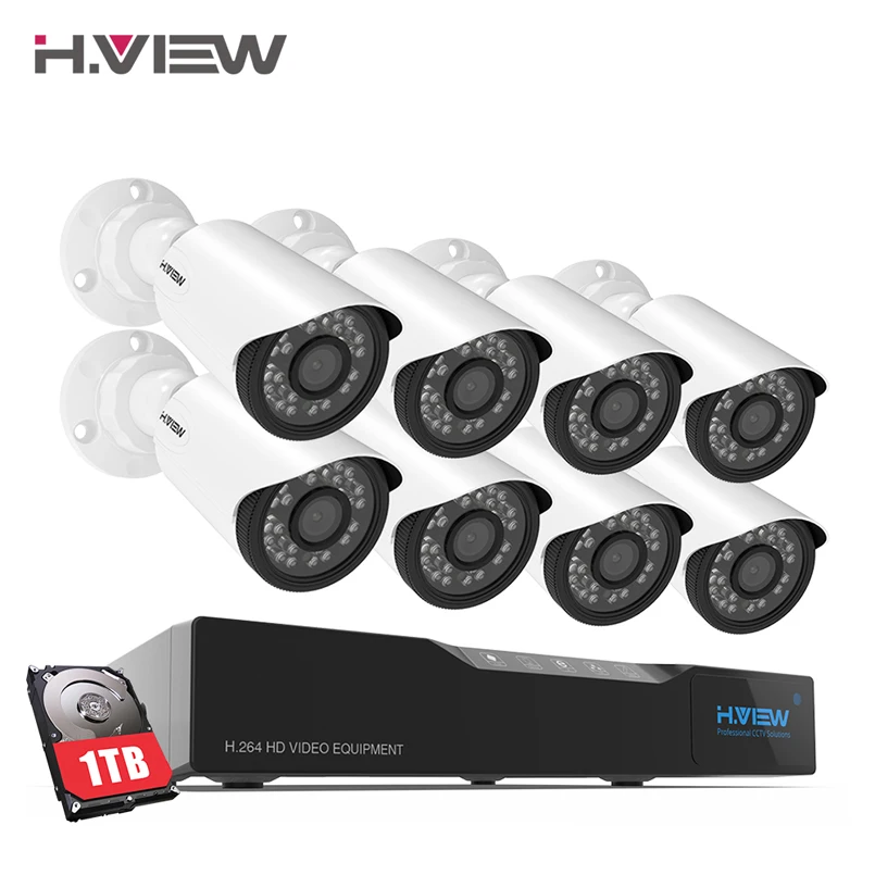 

H.View 16CH Surveillance System 1TB HDD 8 720P Outdoor Security Camera 16CH CCTV DVR Kit Video Surveillance Easy Remote View